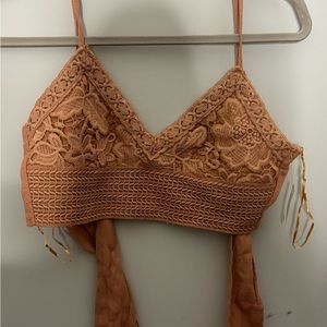 Lace Tie back cropped tank top